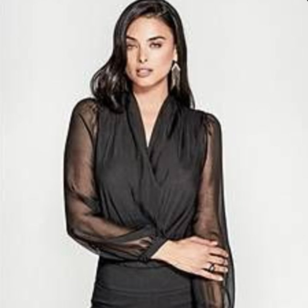 Guess by Marciano Black Daria Sheer Bodysuit